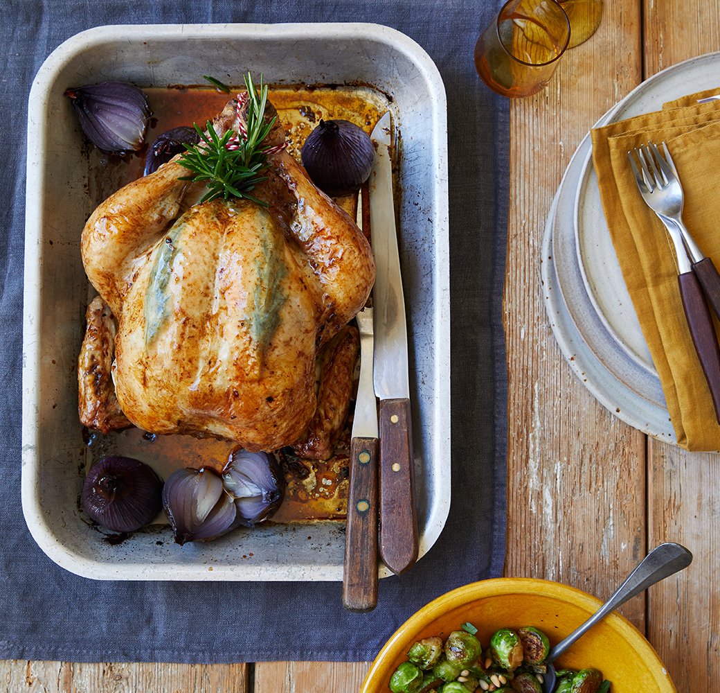 Balsamic Whole Roast Chicken & Red Onions