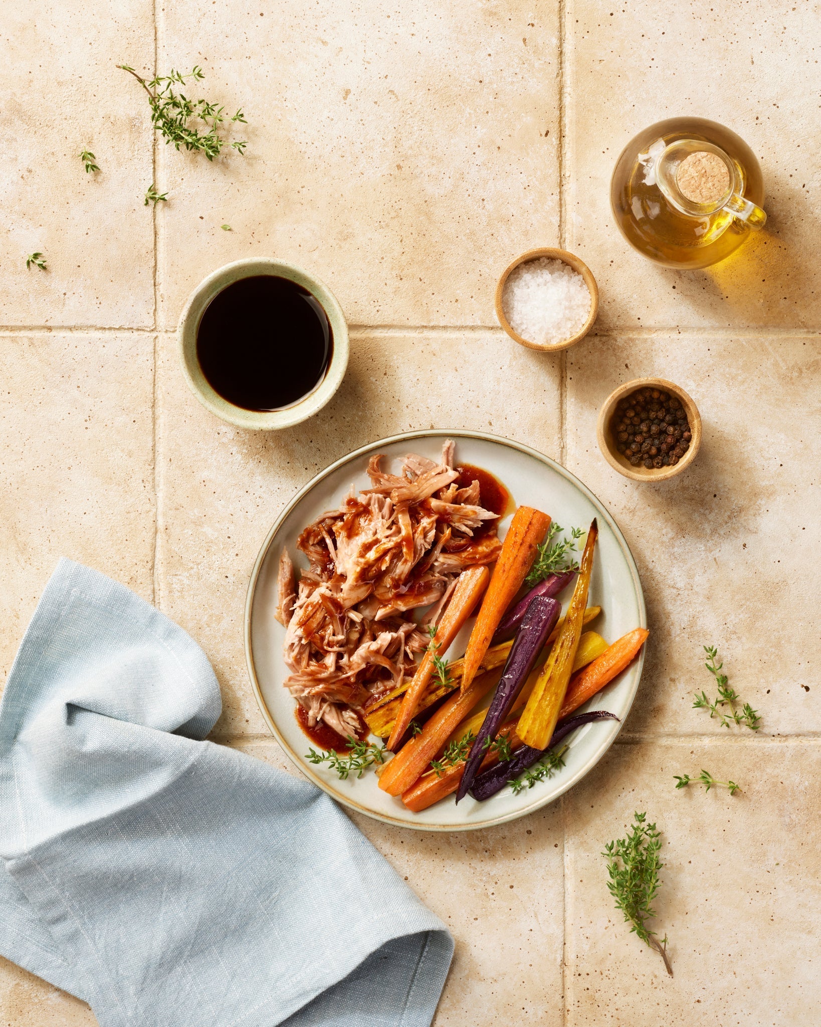 Pulled Pork with Roasted Rainbow Carrots